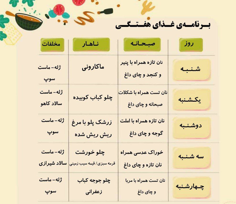 سرویس صبحانه و ناهار